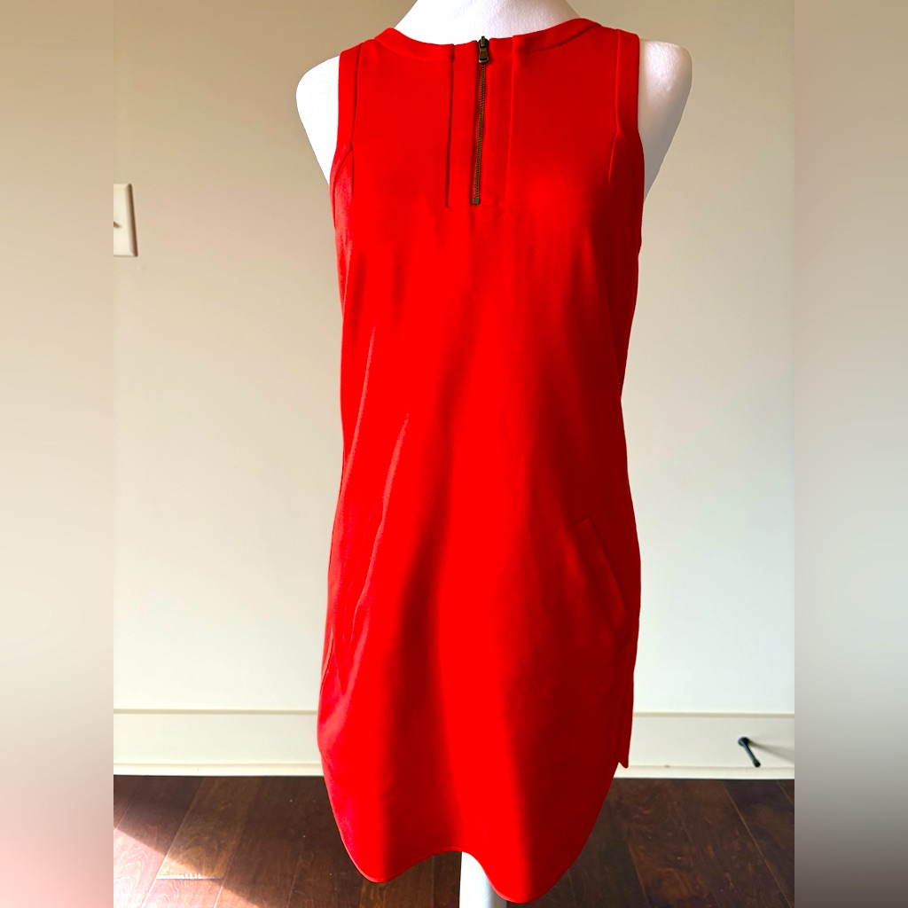 Trina Turk Orange/Red Sleeveless Dress With Front Zipper